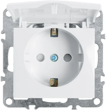 Розетка с заземлением защитной крышкой и шторками (белый) Stekker Эрна 39319