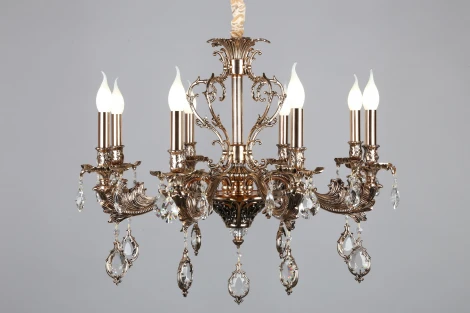 Подвесная люстра Omnilux Senis OML-74703-08 (220V, подвески, на цепи, подсвечник, свеча)