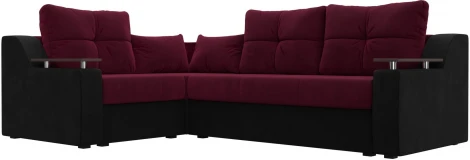 Диван угловой Кронос левый угол (Бордовый,Черный/Микровельвет) Лига Диванов арт.114621L