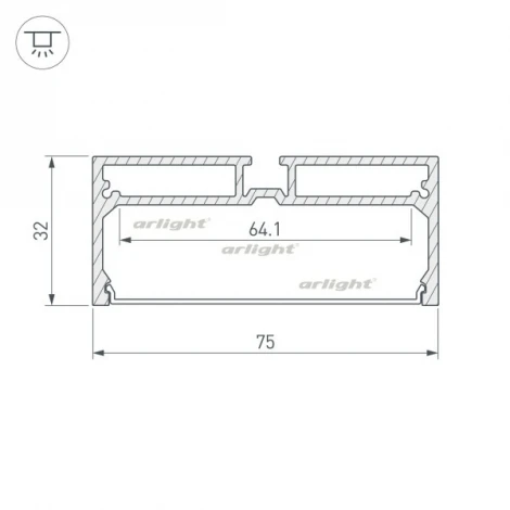 Профиль с экраном SL-LINE-7532-2000 ANOD (Алюминий) 028033