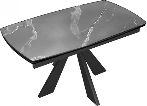 Стол DikLine SKU120 Керамика Серый мрамор,подстолье черное,опоры черные