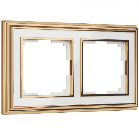 Рамка на 2 поста (золото/белый) W0021329 (a051212)
