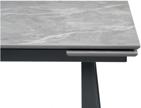 Керамический стол Woodville Бэйнбрук 120х80х76 серый мрамор / графит 530825