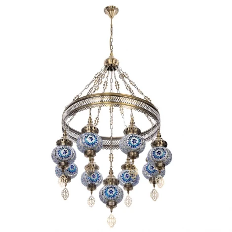 Подвесная люстра с подвесками Citilux Каир CL419186 Мозаика синяя