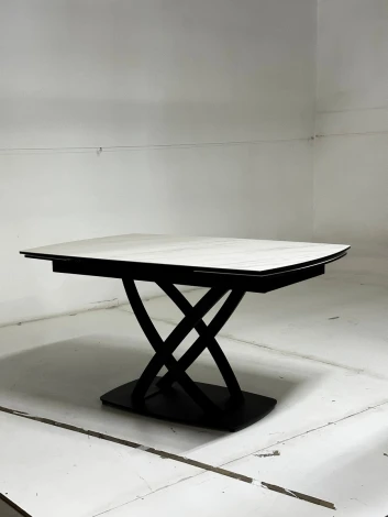 Стол FOGGIA 140 KL-99 Белый мрамор матовый, итальянская керамика/ черный каркас М-City