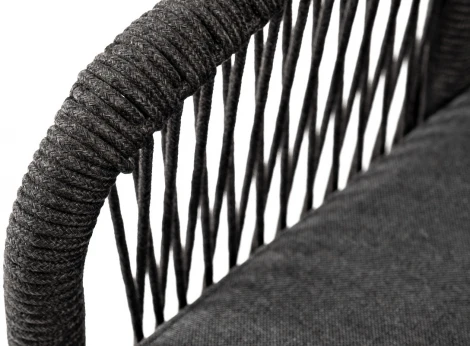 "Канны" диван 2-местный плетеный из роупа, основание дуб, роуп темно-серый круглый, ткань темно-серая 027 4SIS арт.УТ-00006926