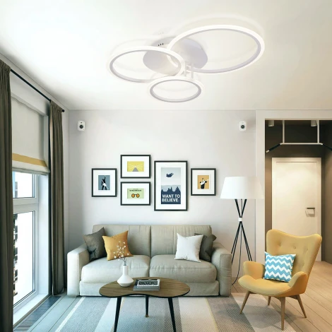 Потолочная светодиодная люстра Natali Kovaltseva Pure LED LAMPS 81175 с пультом ДУ, моб. приложением 100W, белый, LED