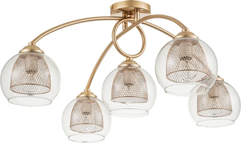 Потолочный люстра 5х40Вт E14, металл/стекло, шампань