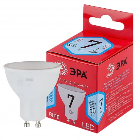 Лампочка светодиодная GU10 7W ЭРА LED MR16-7W-840-GU10 R