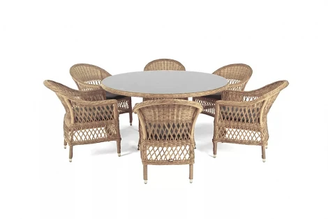Обеденная группа плетеная, цвет соломенный 4SIS Эспрессо-150 S ECS6T-7-SET