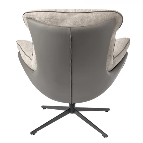 Комплект кресло HUG светло-серый, экокожа, шенилл с оттоманкой светло-серый, экокожа Bradex Home арт.FR 1013K