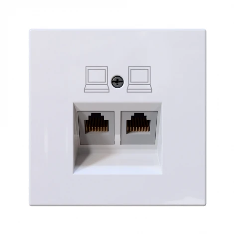 Розетка Ethernet RJ-45 двойная (белый глянцевый) Jasmart FD FD6106W