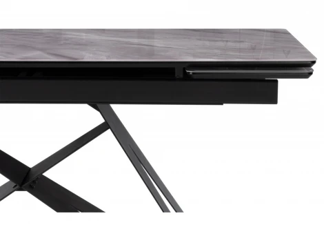 Кухонный стол Notta Блэкберн 140(200)х80 кристл серый мрамор / черный