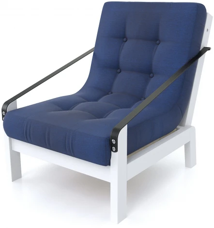 Кресло Arsko Локи белая эмаль синяя рогожка