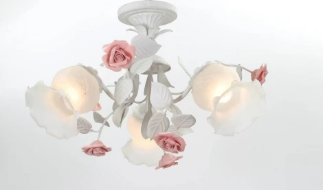 Потолочная люстра Lucia Tucci Fiori Di Rose 114.3 (220V, муранское стекло, цветы, ветки, розы)