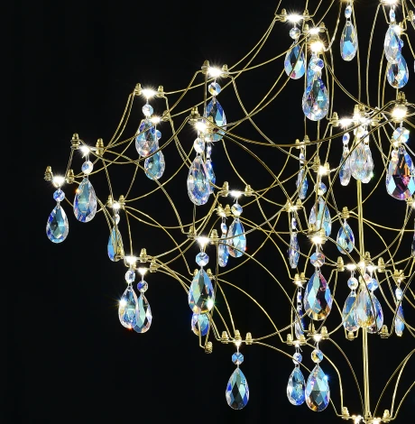 Подвесная люстра светодиодная с пультом и хрустальными подвесками K9 MyFar Allegria MR2643-66P-50СD