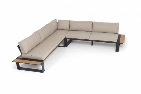 "Тулон" угловой модульный диван, каркас из алюминия 4SIS TUL-MLS3-001(HPL OAK) B Mua (beige15052)