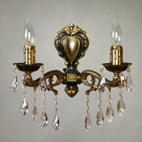 Бра Ambiente by Brizzi Leon 2128/2 PB Tear Drop (220V, хрусталь Asfour, подвески, подсвечник, свеча)