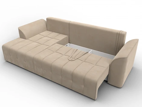 Диван угловой Лига-113 угол левый (ДСП,Велюр/Бежевый) Лига Диванов 136721L