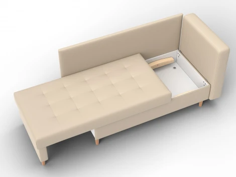 Кушетка Лига-098 (ДВП,ДСП,ЛДСП,Брус,Фанера/Дерево/Экокожа/бежевый) Лига Диванов 132580