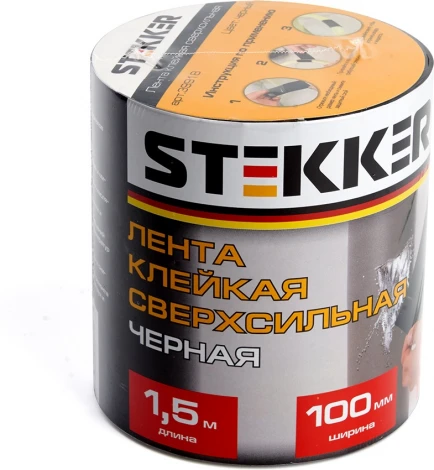 Лента клейкая сверхсильная 0,7x100 мм длина 1,5 м черная Stekker 39918