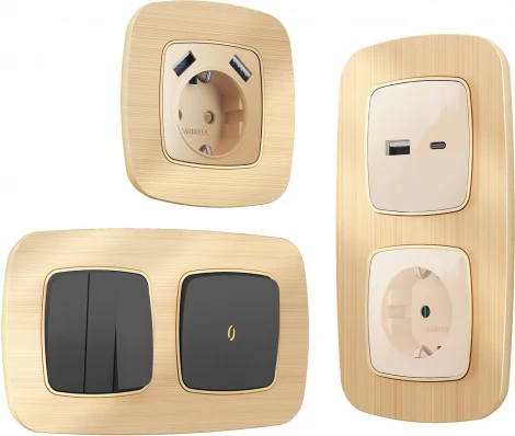 Рамка Ambrella Volt OMEGA Radian (Шампань Металл шлифованный) 1-ая OF580301