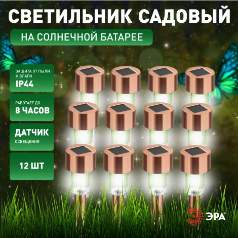 Грунтовый светильник на солнечной батарее 12 шт. ЭРА SL-SS30-CPR-M
