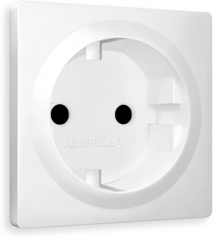 Лицевая панель Ambrella Volt ALFA (Белый матовый) для электрической розетки с/з со шторками QUANT AP1270