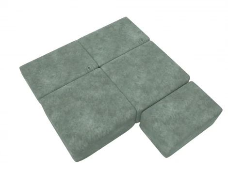 Диван прямой модульный с пуфом Лига-060 НПБ (ЛДСП,Брус,Фанера/Пластик/Велюр/Зеленый) Лига Диванов 129671