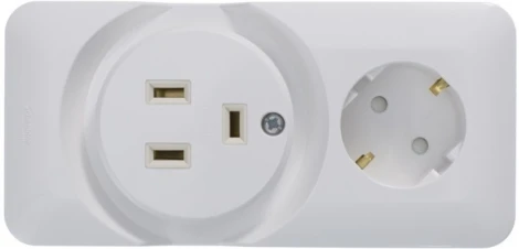 Розетка накладная комбинированная для электроплиты 32А и силовая с заземлением и шторками 16А (белый) Systeme Electric Прима RA32-211R-B