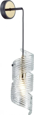 Подвесной светильник Odeon Light Fusilli 5439/1 (2 в 1 подвес-бра) черный/золото/металл/стекло E14 1*40W (220V, на проводе)