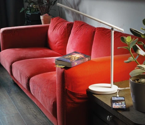 Офисная настольная лампа светодиодныая с регулировкой яркости и USB-портом Kanlux REXAR 33070