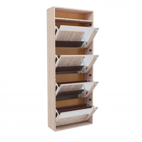 Обувница Leset Эдит 4S (ЛДСП,ПВХ,Зеркало/Дуб сонома) арт.2500000205095