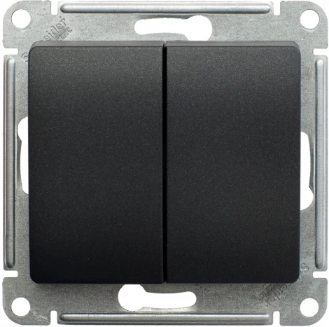 Выключатель встраиваемый двухклавишный (антрацит) Systeme Electric Glossa GSL000765