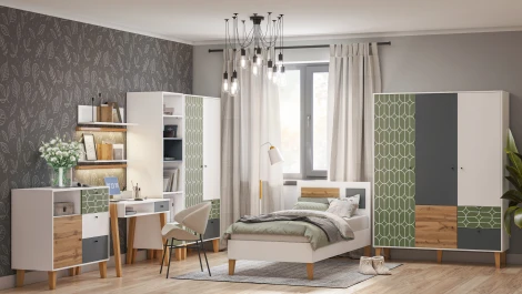 Комод 3 ящика с дверью Овалы, Белый шёлк МАМА STORY 102086