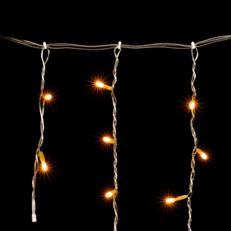 Гирлянда Бахрома 4,9 x 0,5 м Желтая с Мерцанием Белого Диода 220В, 240 LED, Провод Прозрачный ПВХ, IP54