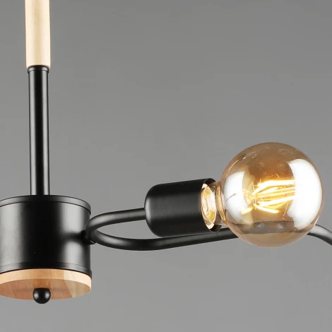 Потолочная люстра на штанге Reluce 10070-0.3-04 BK+WOOD