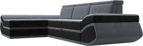 Диван угловой Лига-032 левый угол (Серый,Черный/Велюр) Лига Диванов арт.121647L