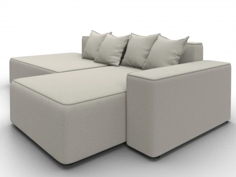 Диван угловой Лига-079 угол правый (ДСП/Пластик/Рогожка/Бежевый) Лига Диванов 129811