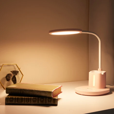 Настольная лампа с подставкой под телефон и канцелярские принадлежности для школьников Uniel ULM ULM-D150 15W/3000-6500K/DIM PINK