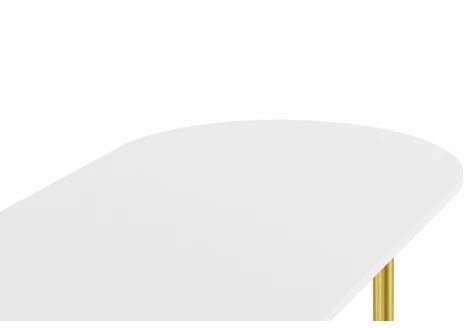 Кухонный стол Notta Хьюго О 200 х 90 белая шагрень пленка / золотые ноги