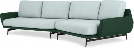 Диван Ispani угловой правый ОГОГО (арт.803474), (Ткань,Экокожа/Серый,Зеленый)