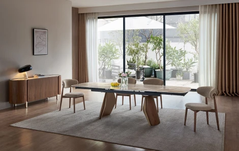 Стол SELECT 3138 (180-270) глянцевая керамика ТОСКАНЕ/орех/золото ESF 5894