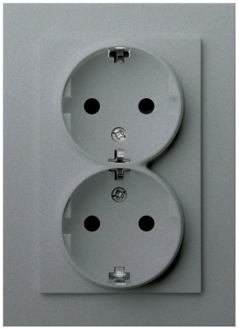 Розетка двойная со шторками (алюминий) Jasmart G-Classic G5504S