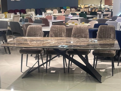 Стол DikLine SKY220 Керамика Amadeus,подстолье черное,опоры черные (2 уп.)