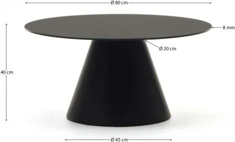 Журнальный столик Wilshire из закаленного стекла и металла с матовой черной отделкой, Ø 80 см La Forma (ex Julia Grup) арт.160566