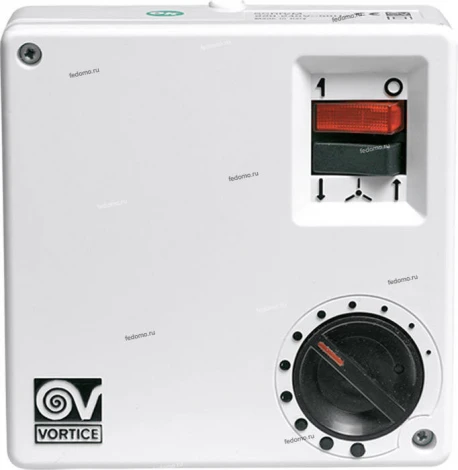 Настенный регулятор скорости вращения лопастей реверсивных вентиляторов Vortice, 5 режимов, белый с черным и красным, 100W, IP20