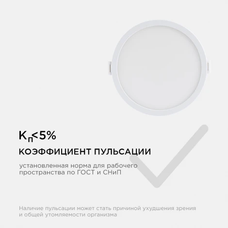Потолочный светильник светодиодный встраиваемый 220В 10Вт 800лм изолированный драйвер 4500К Apeyron 06-18