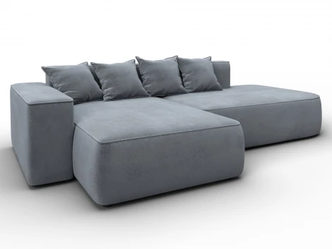 Диван угловой Лига-065 угол левый (ДСП/Пластик/Велюр/Серый) Лига Диванов 129809L