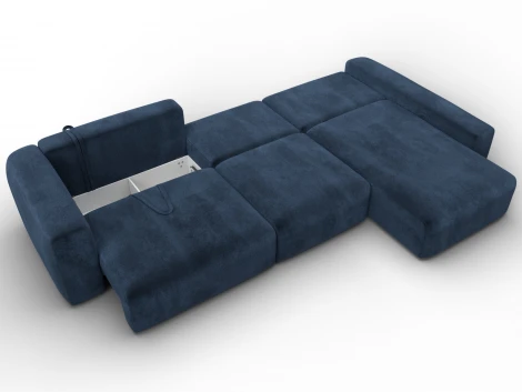 Диван угловой Лига-066 НПБ Лонг угол правый (ЛДСП,Фанера,Брус,Велюр/Синий) Лига Диванов 131227